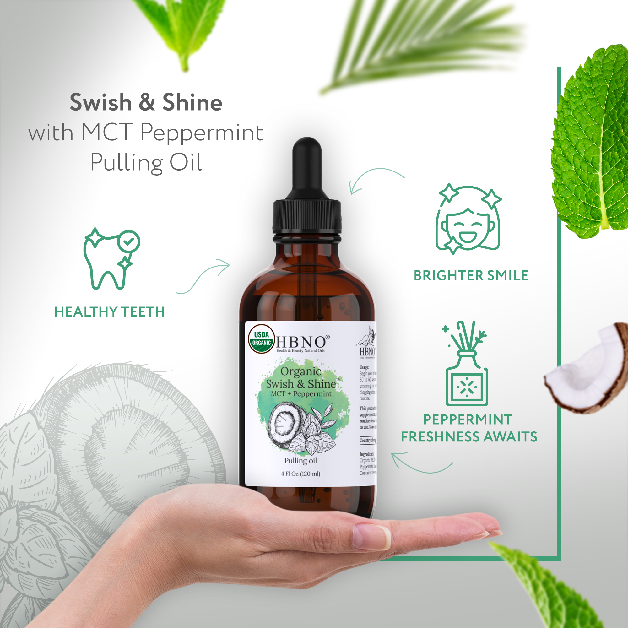 Organic Swish & Shine Coconut MCT + Peppermint Organic Swish & Shine Coconut MCT + Peppermint