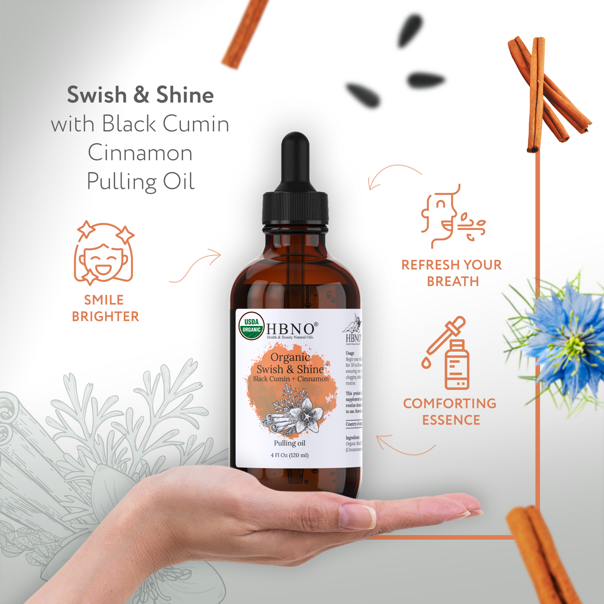 Organic Swish & Shine Black Cumin + Cinnamon Organic Swish & Shine Black Cumin + Cinnamon