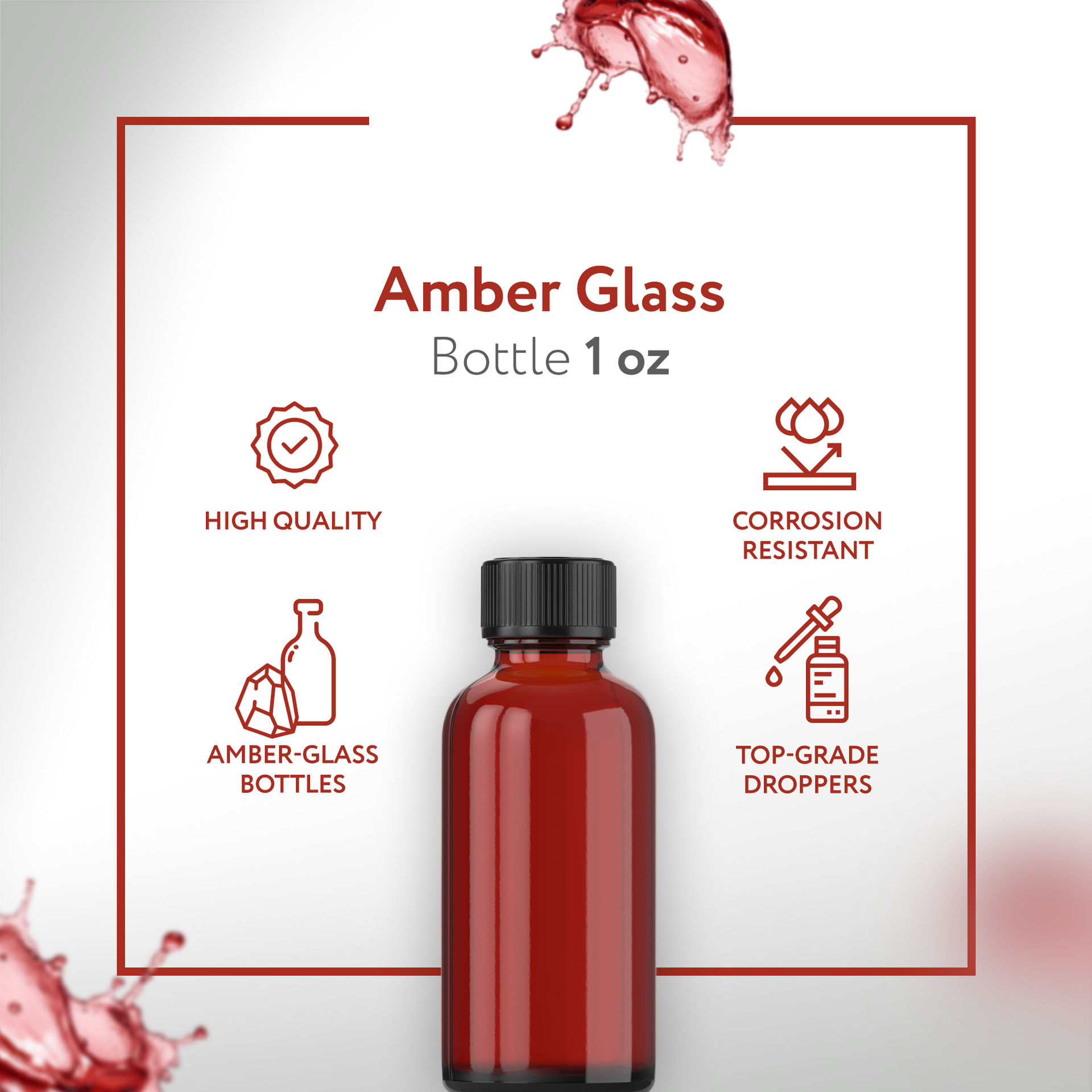 1oz AM Glass Bottle w/ cap (6 PACK) 1oz AM Glass Bottle w/ cap (6 PACK)