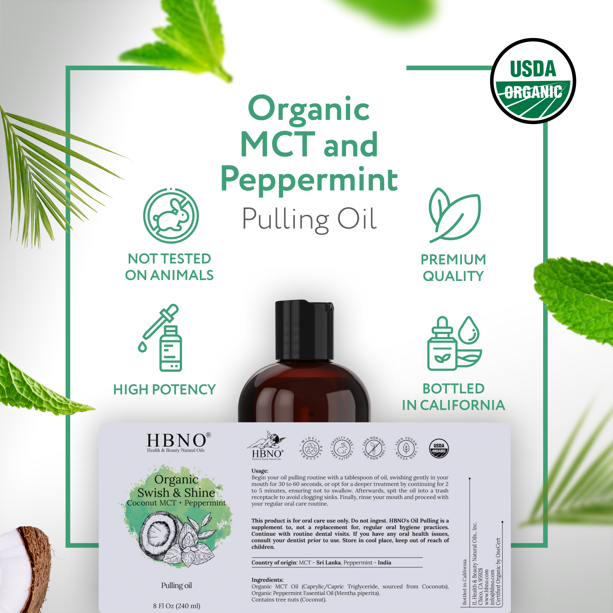 Organic Swish & Shine Coconut MCT + Peppermint Organic Swish & Shine Coconut MCT + Peppermint