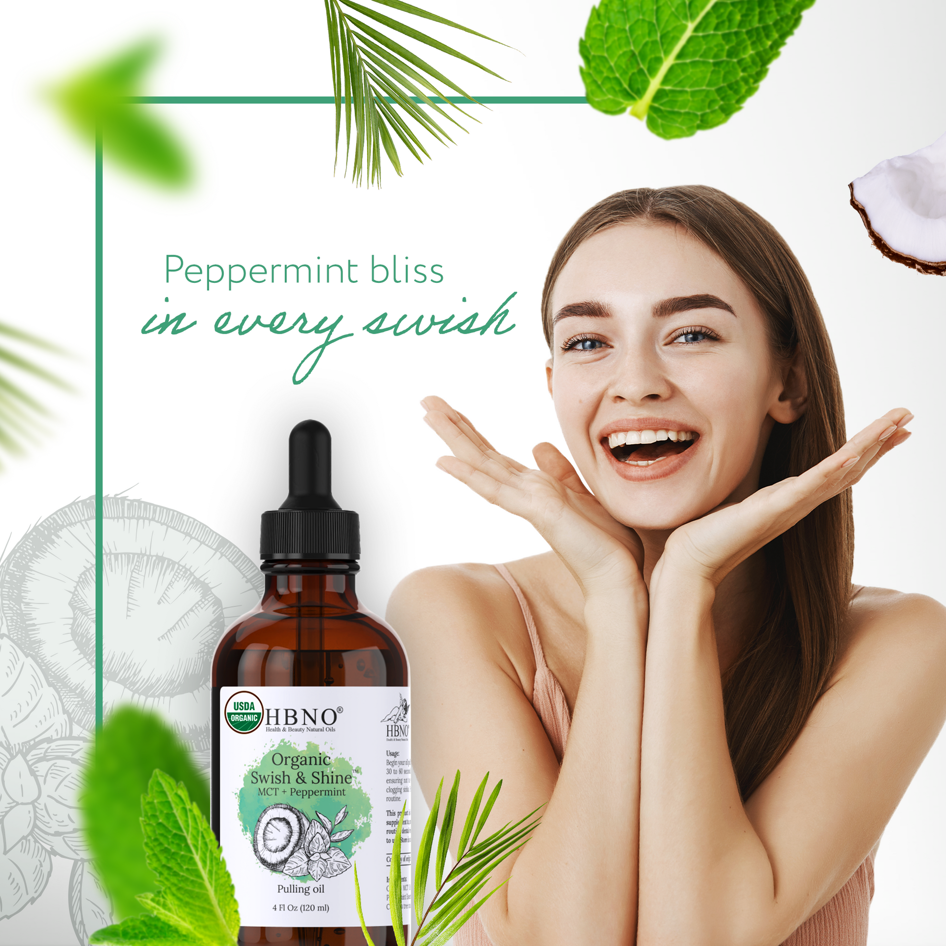 Organic Swish & Shine Coconut MCT + Peppermint Organic Swish & Shine Coconut MCT + Peppermint