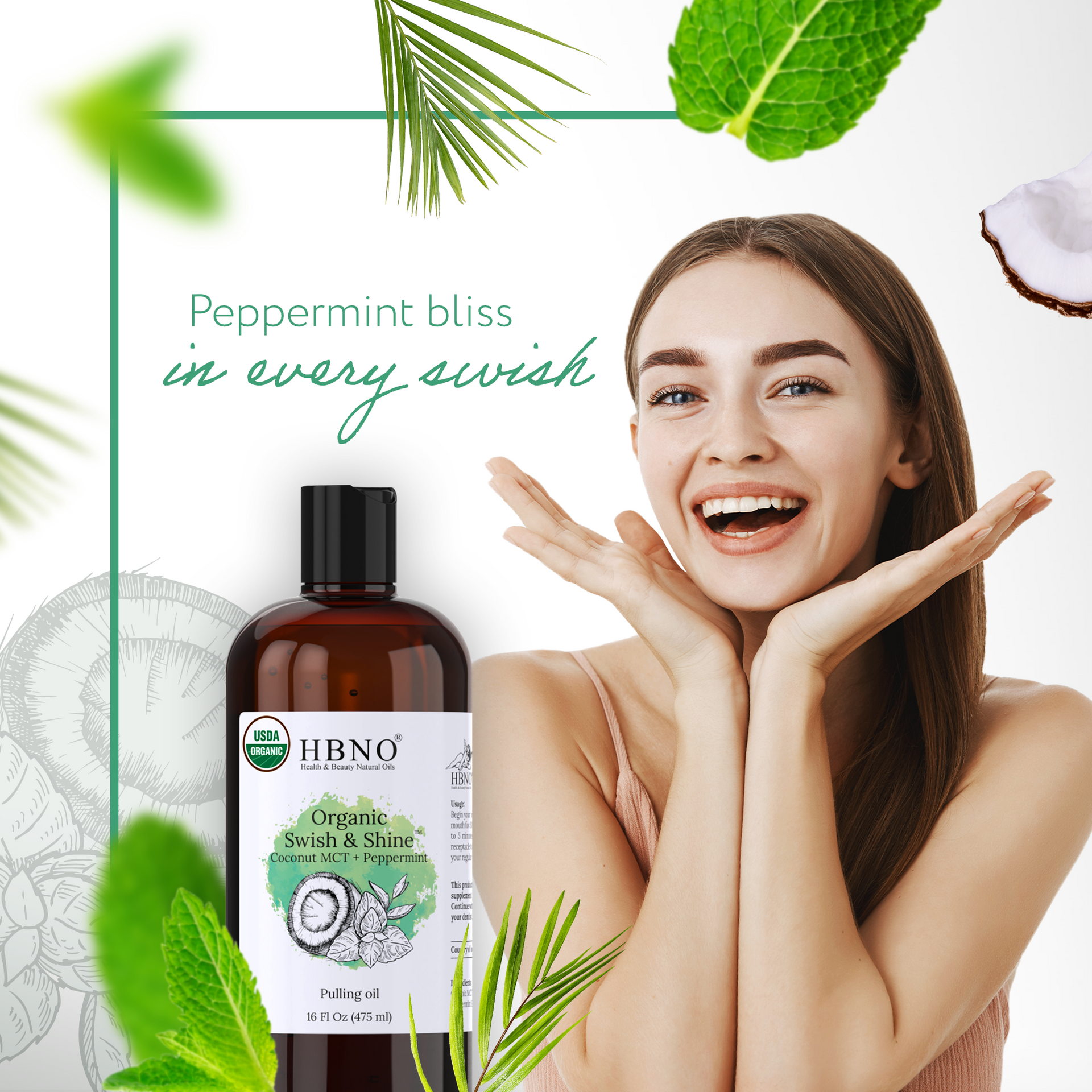 Organic Swish & Shine Coconut MCT + Peppermint Organic Swish & Shine Coconut MCT + Peppermint
