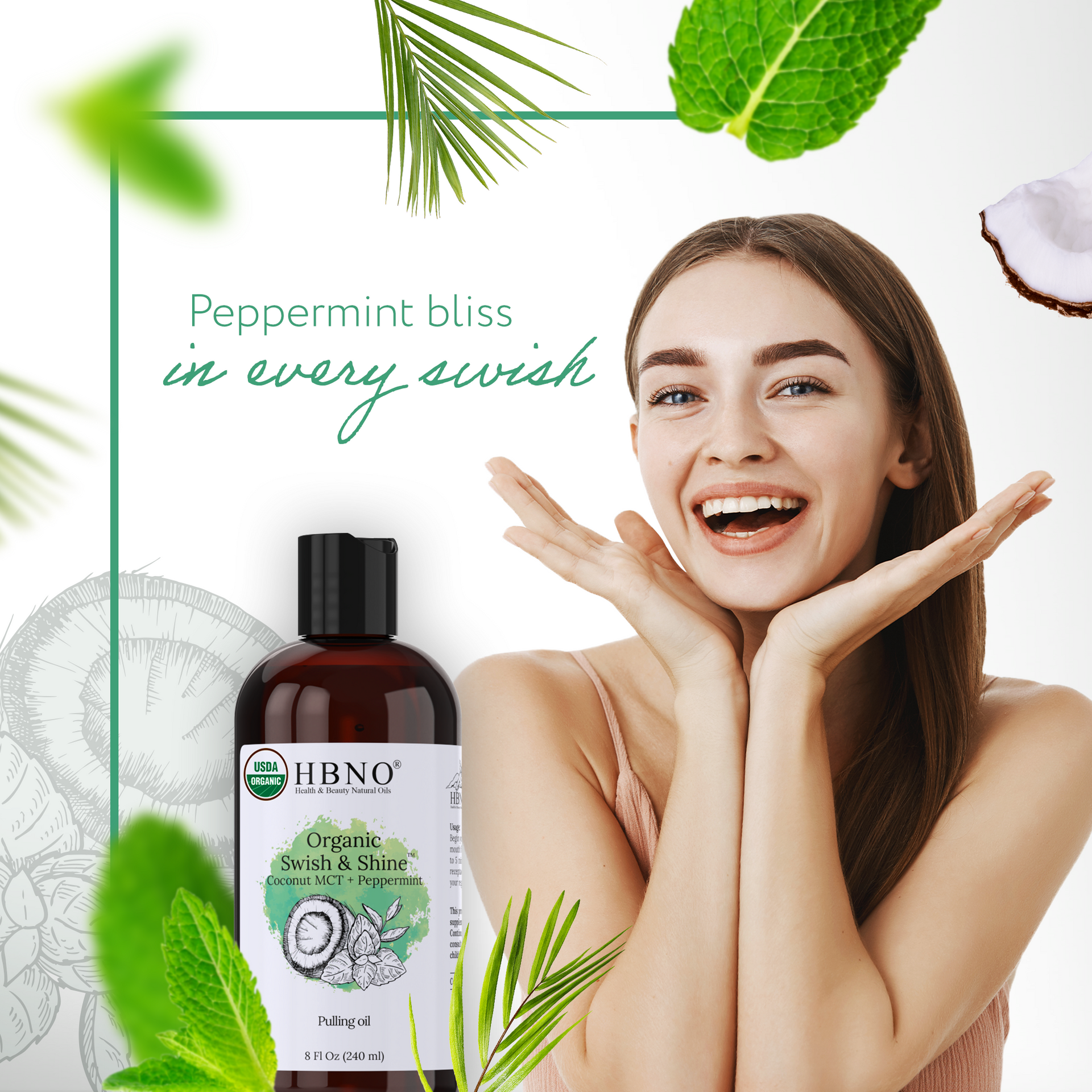 Organic Swish & Shine Coconut MCT + Peppermint Organic Swish & Shine Coconut MCT + Peppermint