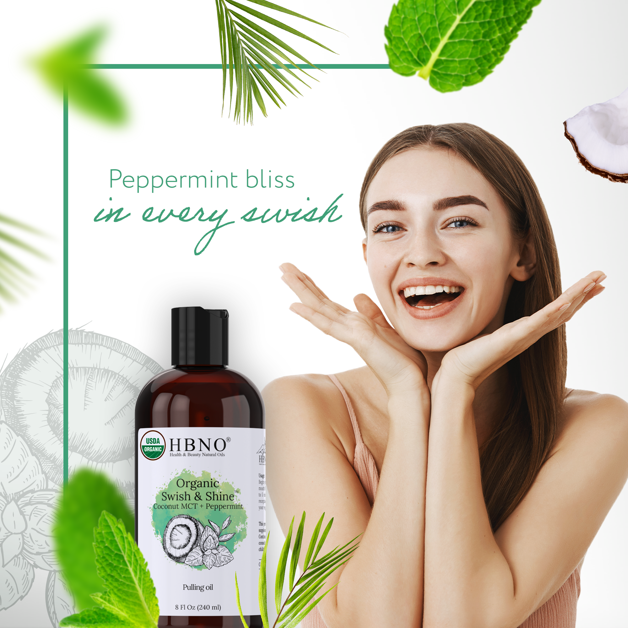 Organic Swish & Shine Coconut MCT + Peppermint Organic Swish & Shine Coconut MCT + Peppermint