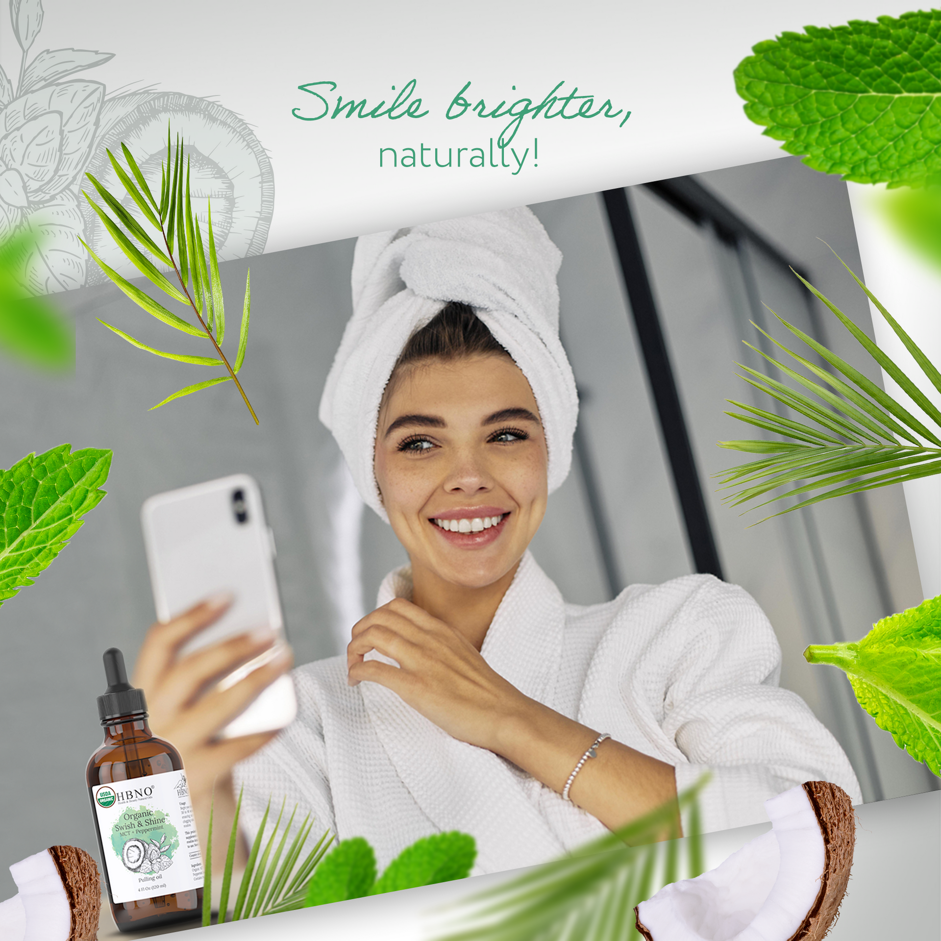 Organic Swish & Shine Coconut MCT + Peppermint Organic Swish & Shine Coconut MCT + Peppermint