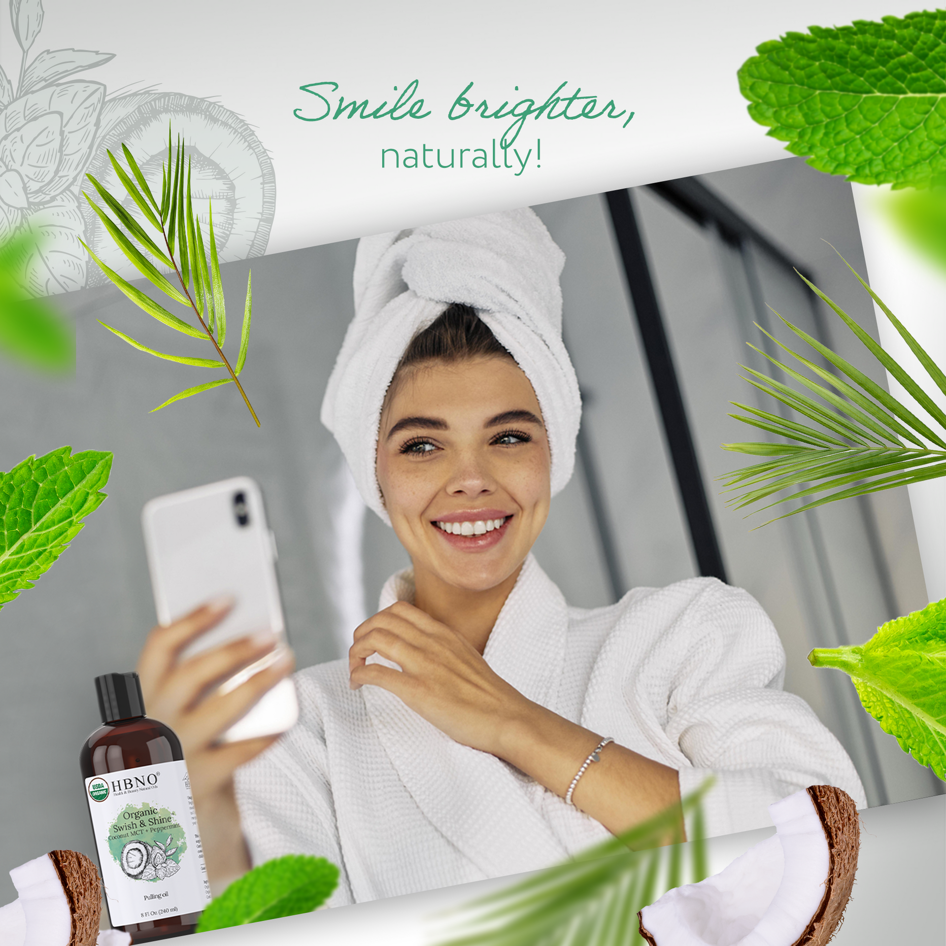Organic Swish & Shine Coconut MCT + Peppermint Organic Swish & Shine Coconut MCT + Peppermint