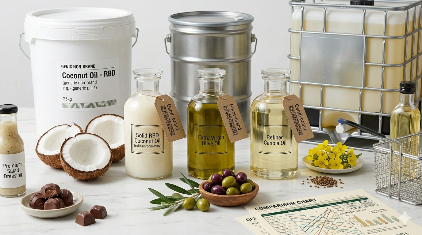 Coconut Oil vs Olive Oil vs Canola Oil for Food Manufacturing: Wholesale Cost, Smoke Points & Bulk Supply