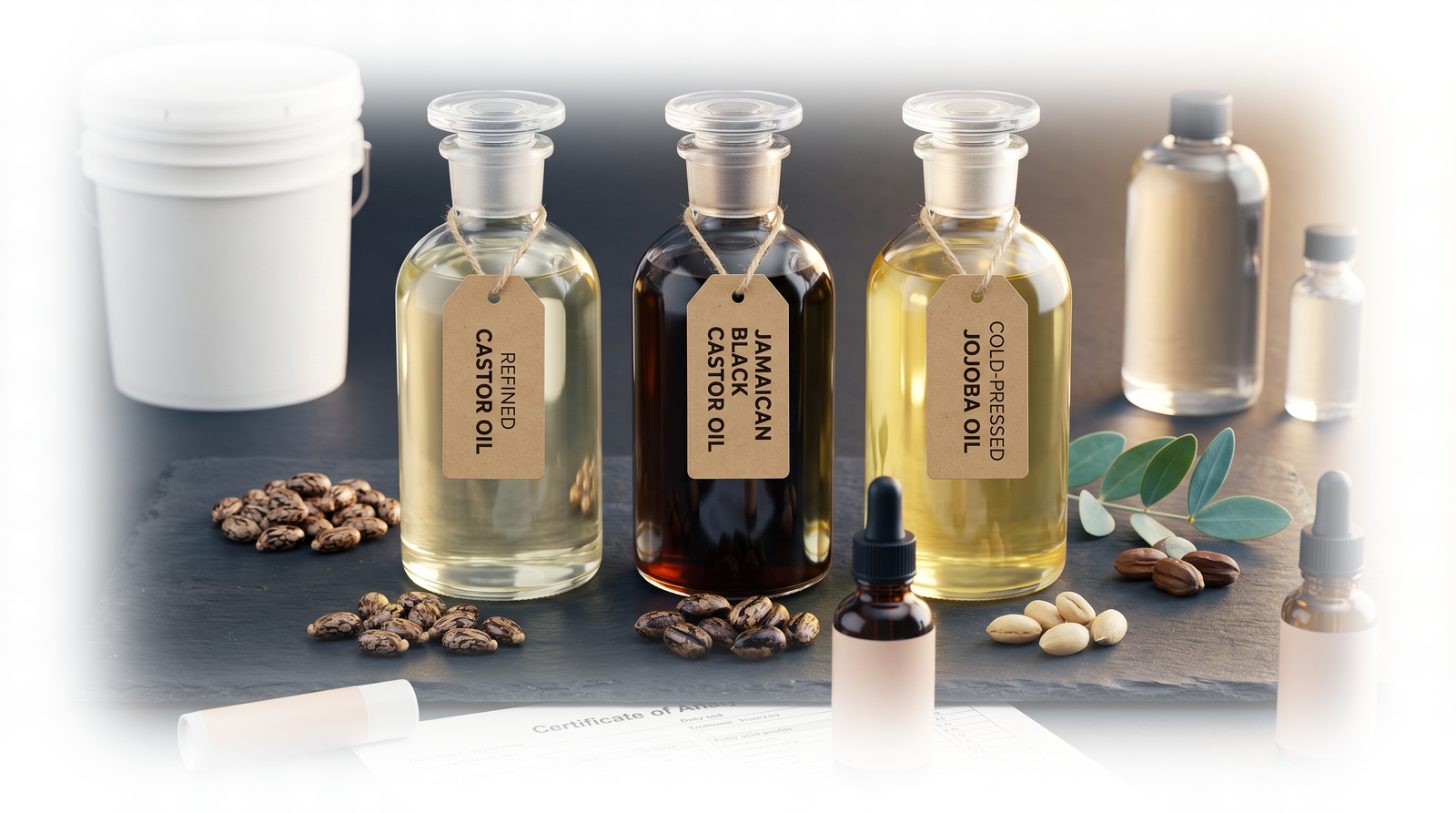 Castor Oil vs Jojoba Oil vs Black Castor Oil at Wholesale: Cost Per KG, Absorption Rate & Best Use by Product Type