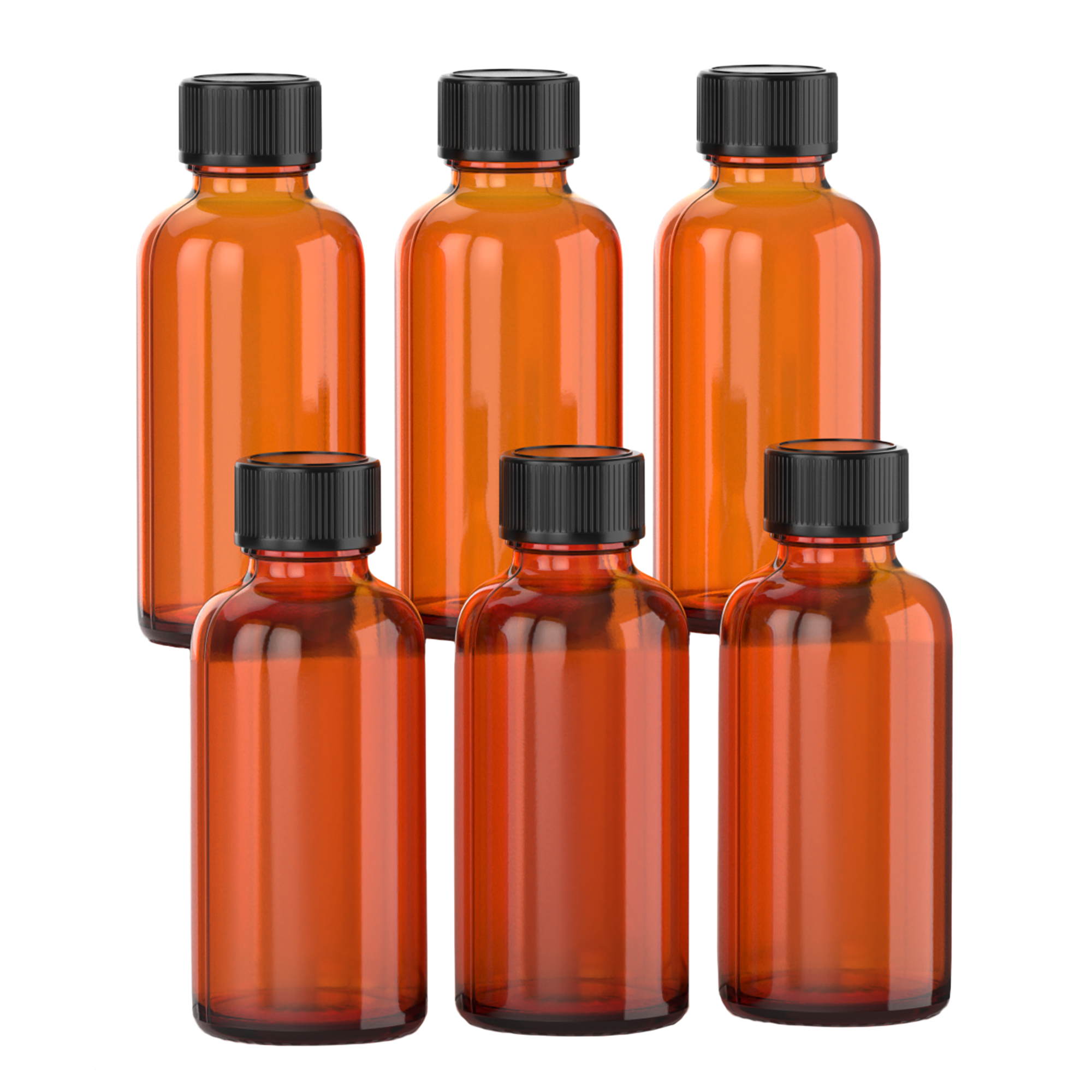 1oz ORANGE Glass Bottle w/ cap (6 PACK)