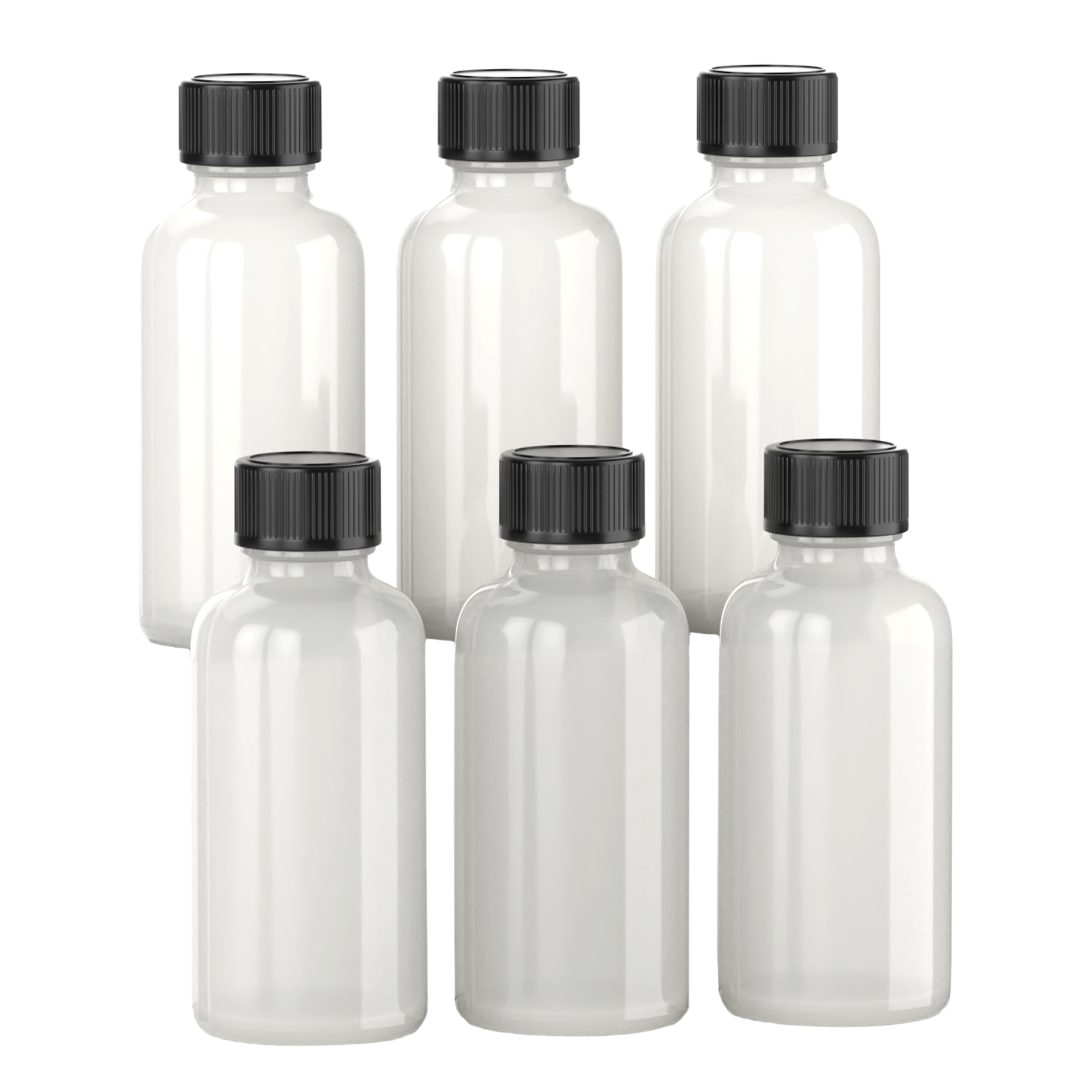 1oz WHITE Glass Bottle w/ cap (6 PACK)