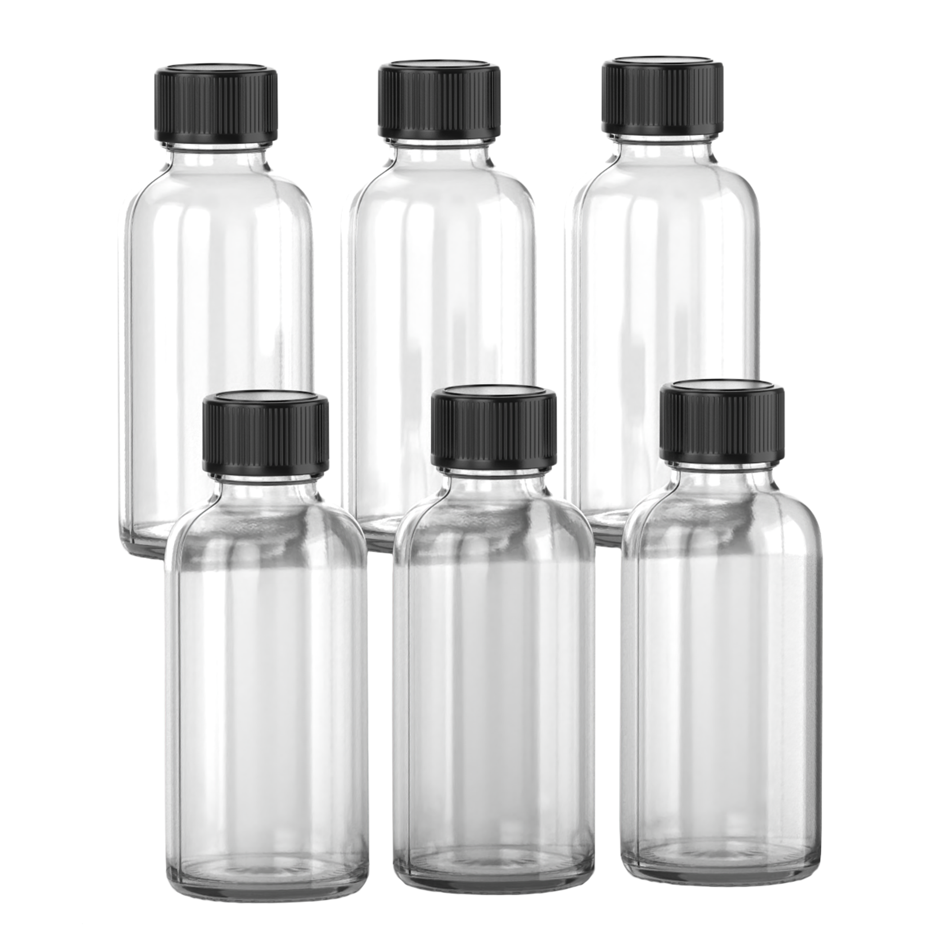 1oz CLEAR Glass Bottle w/ cap (6 PACK)