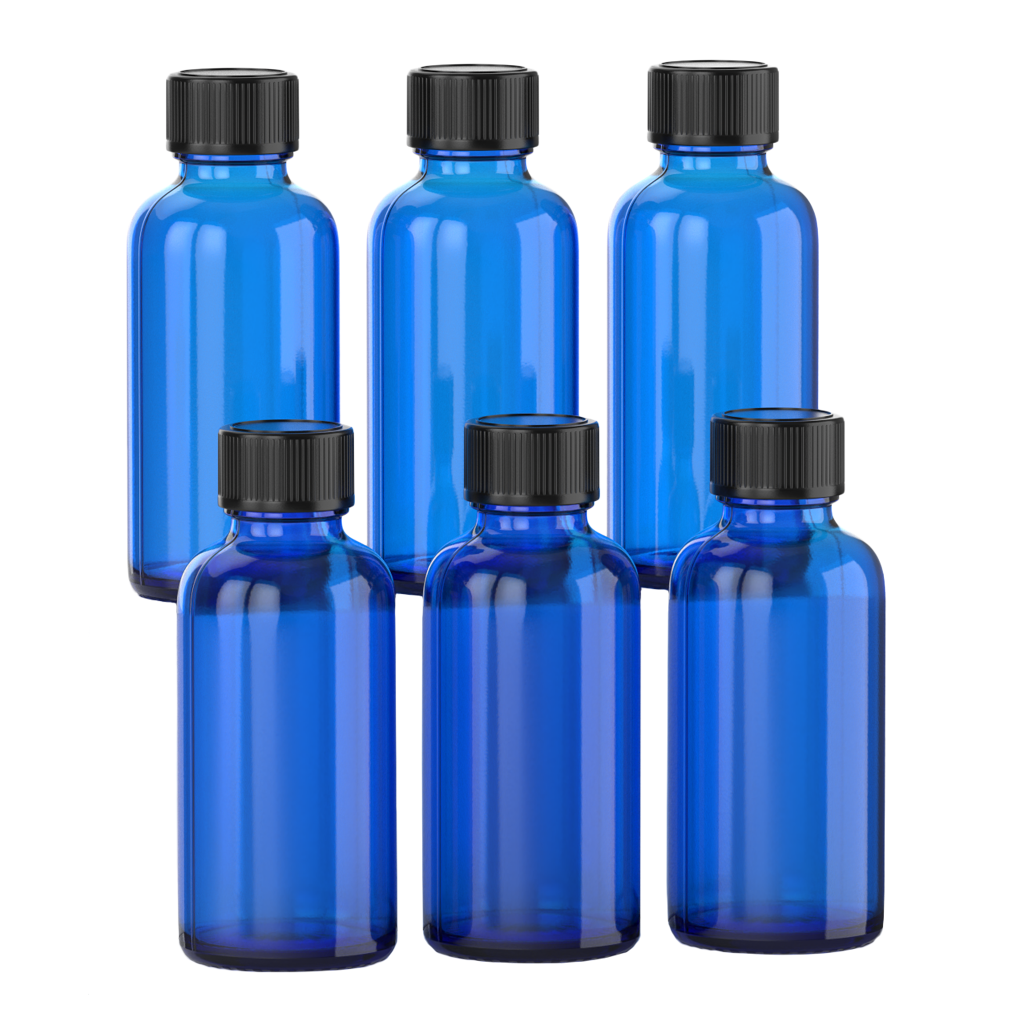 1oz BLUE Glass Bottle w/ cap (6 PACK)