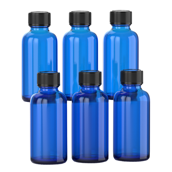 1 oz (30 ml) Blue Boston Glass Bottle