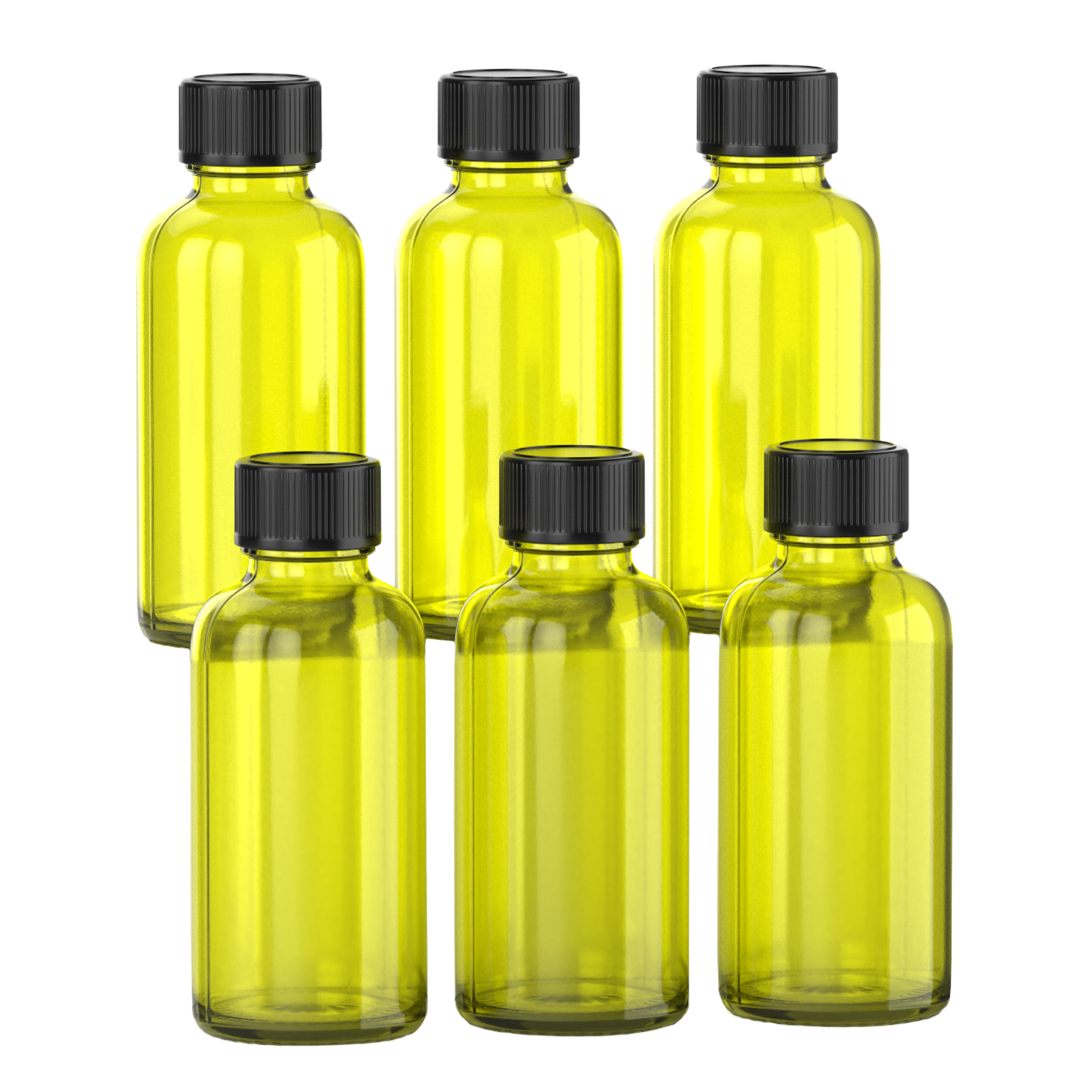 1oz YELLOW Glass Bottle w/ cap (6 PACK)