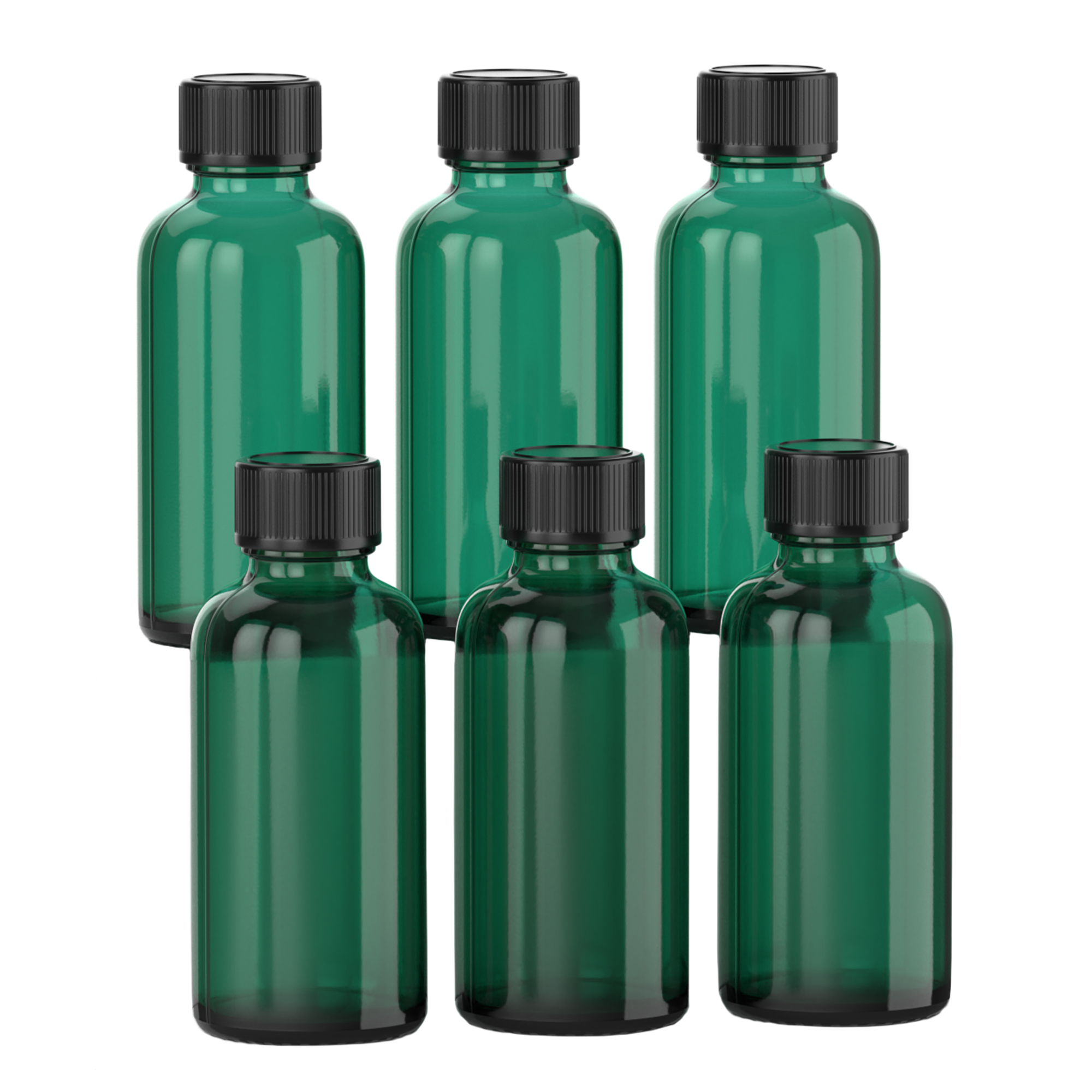 1oz GREEN Glass Bottle w/ cap (6 PACK)