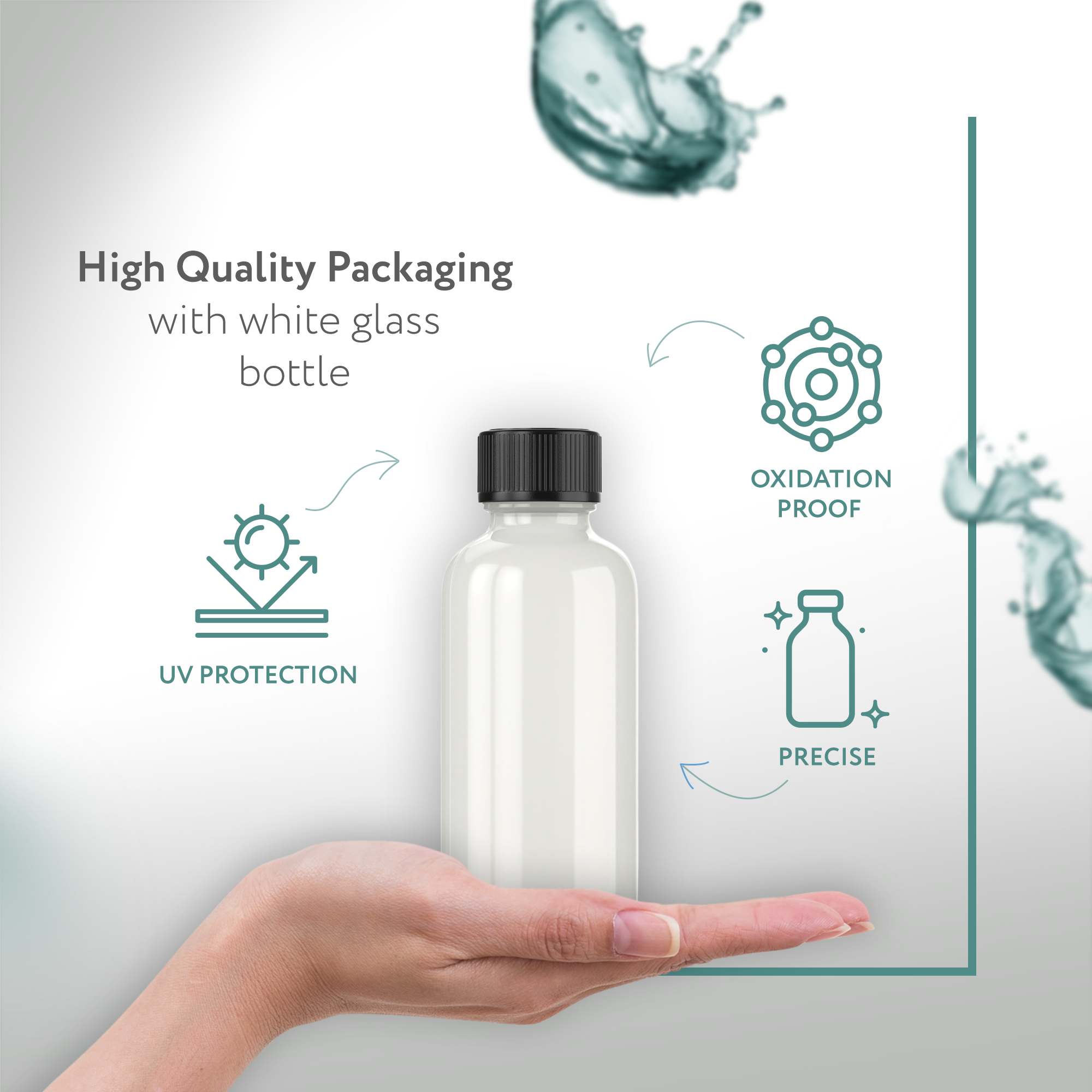 1oz WHITE Glass Bottle w/ cap (6 PACK)