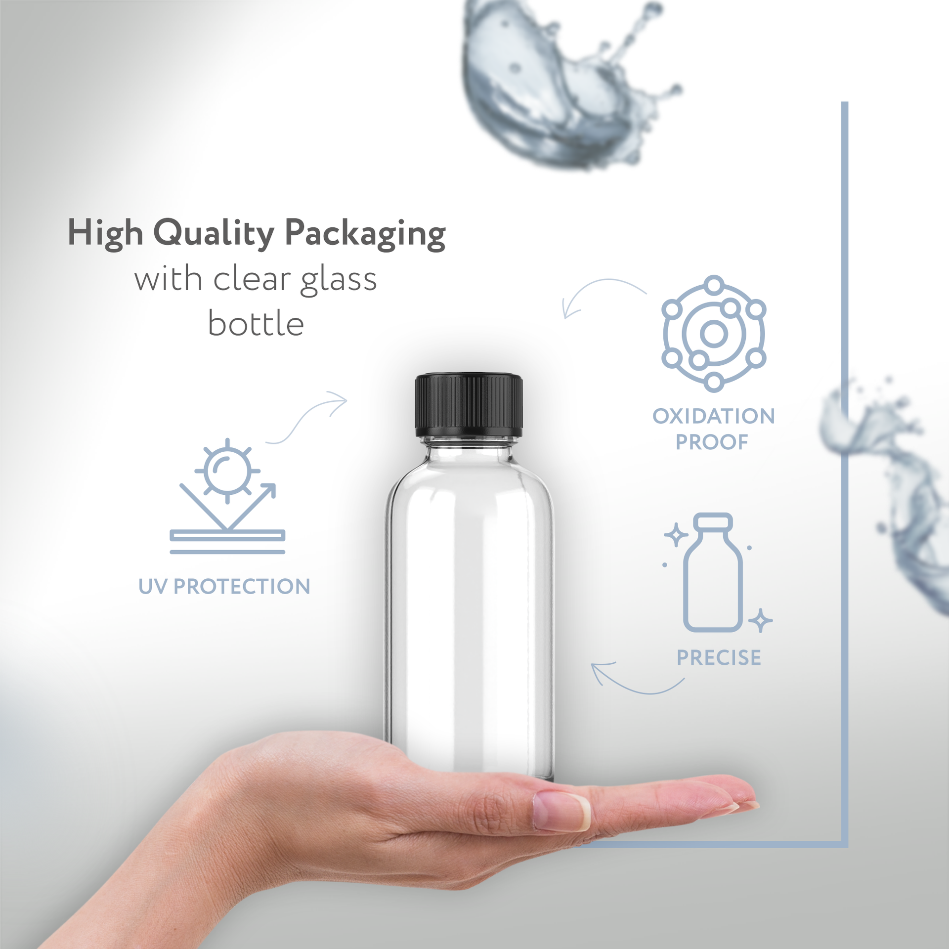 1oz CLEAR Glass Bottle w/ cap (6 PACK)