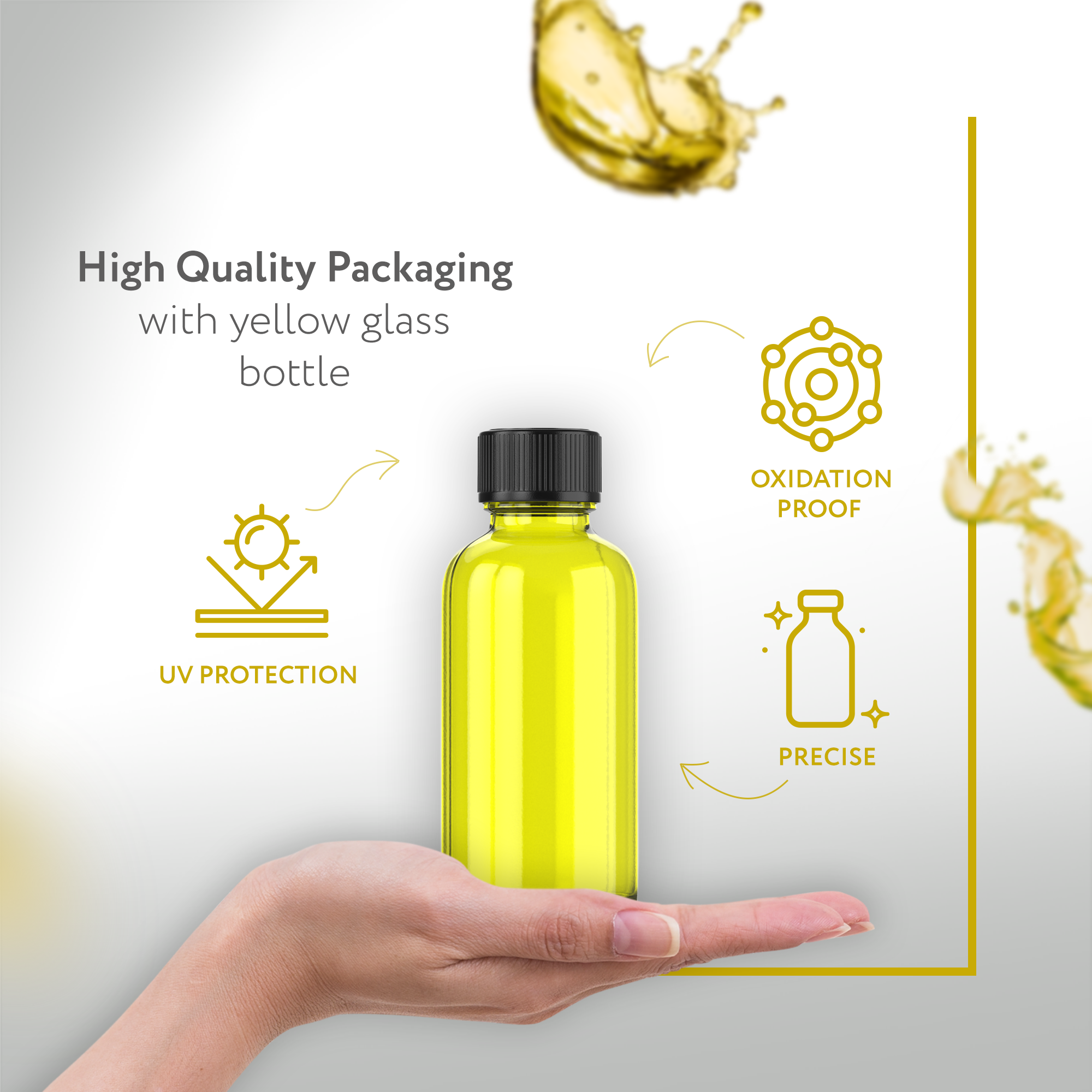 1oz YELLOW Glass Bottle w/ cap (6 PACK)