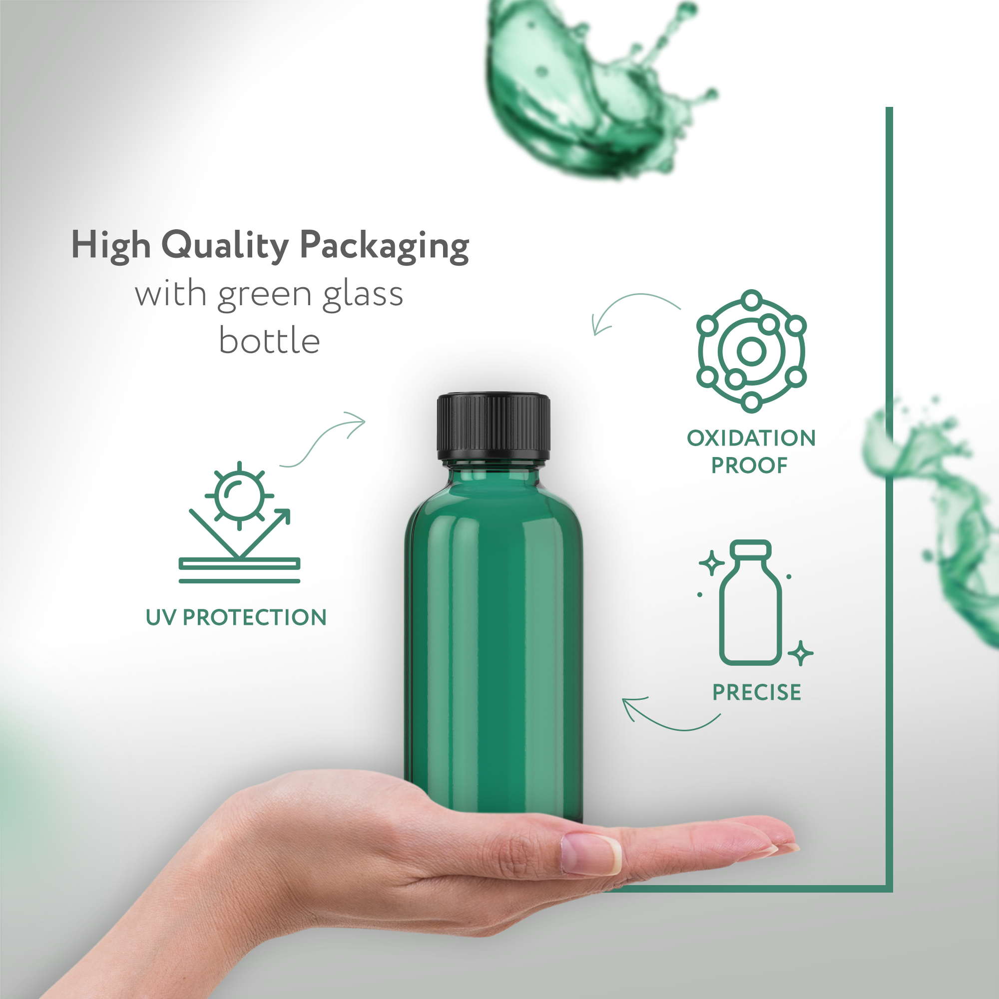 1oz GREEN Glass Bottle w/ cap (6 PACK)