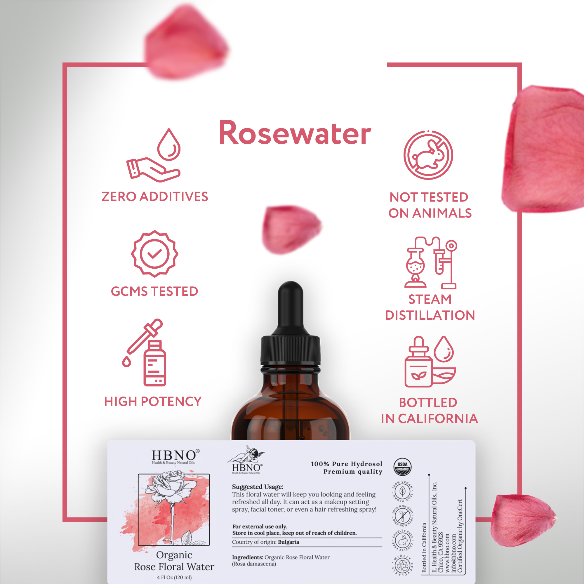 Rose Floral Water, Organic