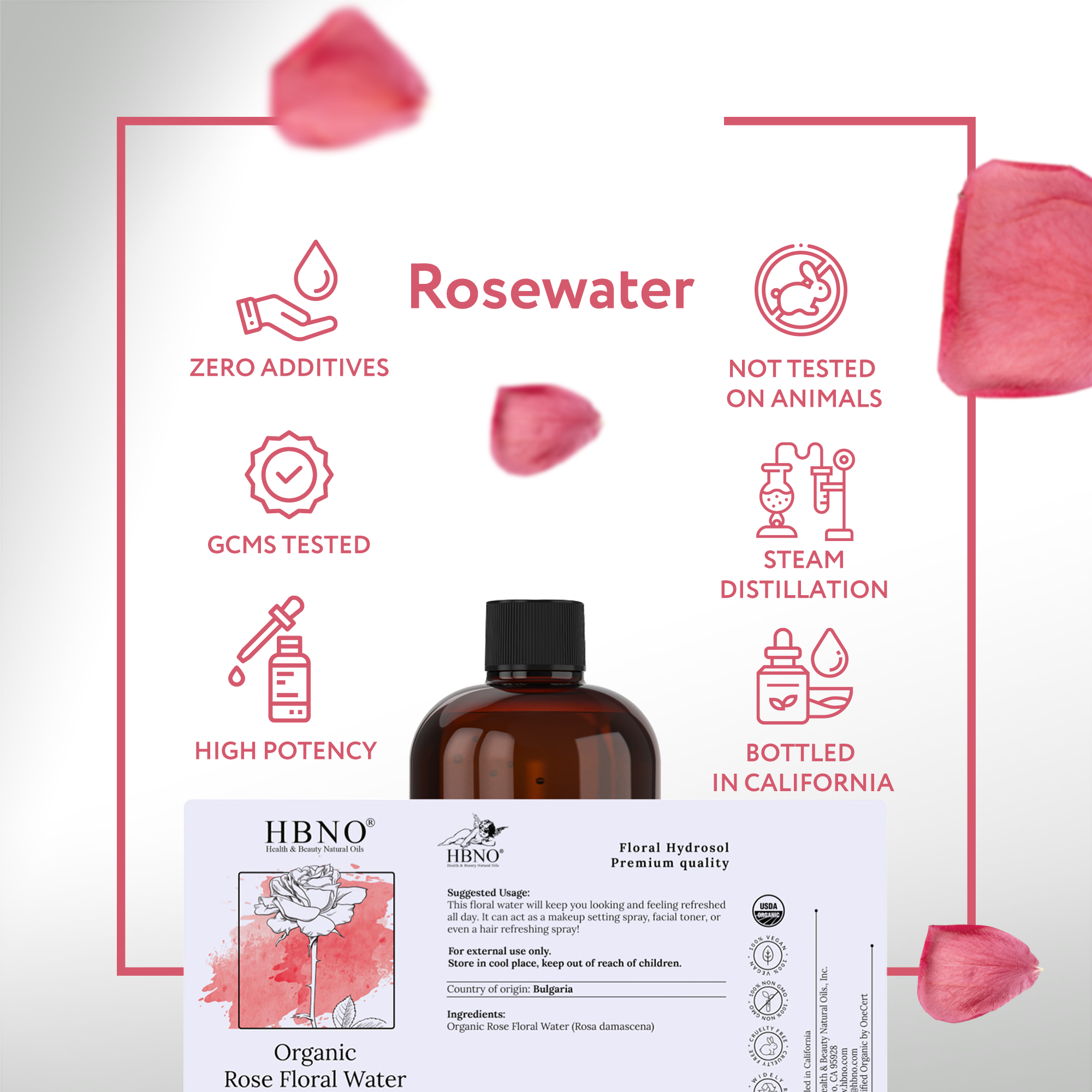 Rose Floral Water, Organic