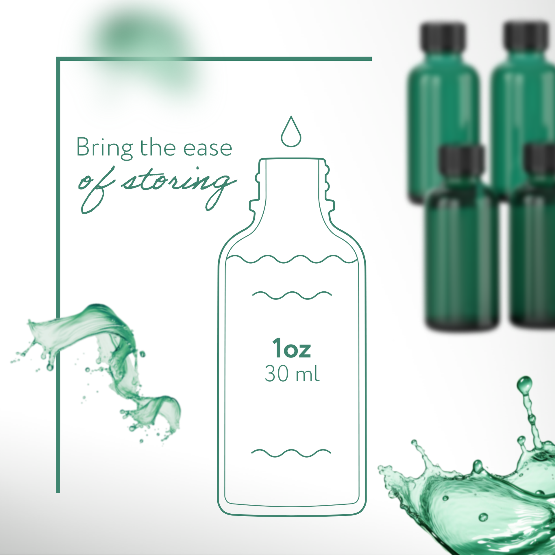 1oz GREEN Glass Bottle w/ cap (6 PACK)